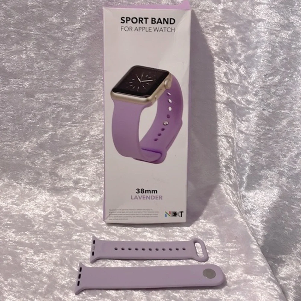 NWT Next Apple Watch Lavender Soft Silicone Sports Band, 38mm
